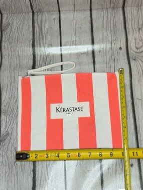 Kerastase Pink and White Striped Cosmetic Pouch
